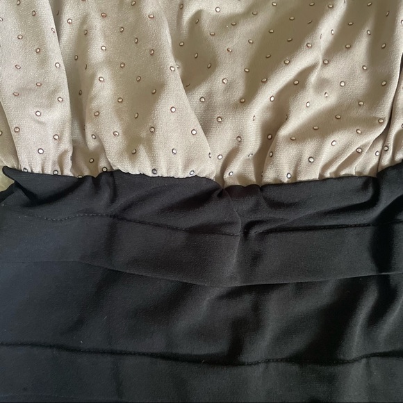 b.too | one-shoulder brown and black rhinestoned dress cinched waist size small - Picture 3 of 11